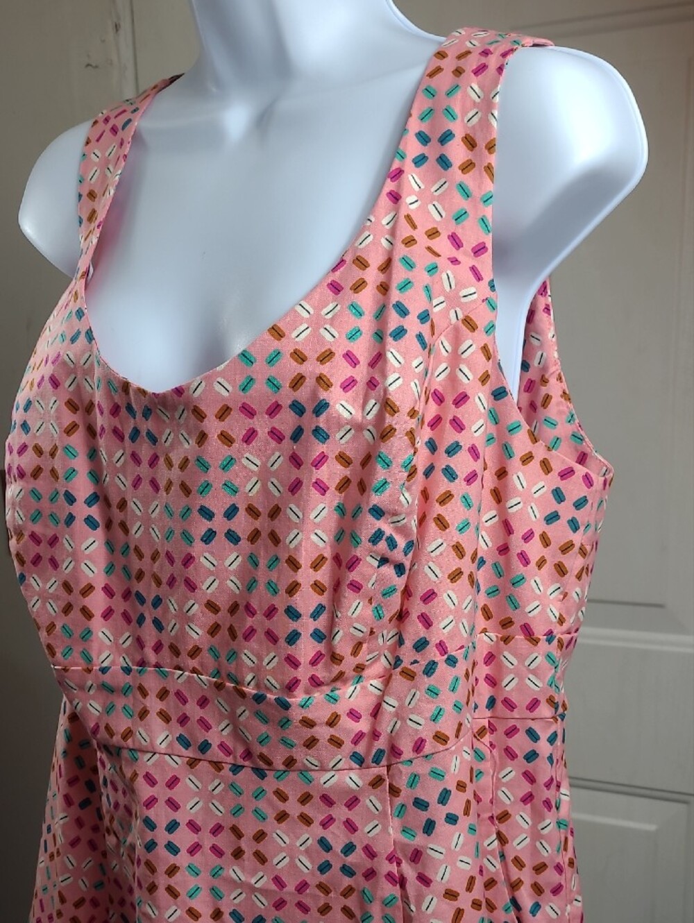 Sleeveless Pink Patterned Midi Dress